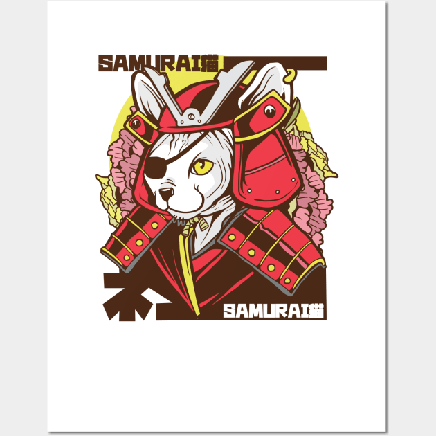 SAMURAI JAPANESE CAT Wall Art by madeinchorley